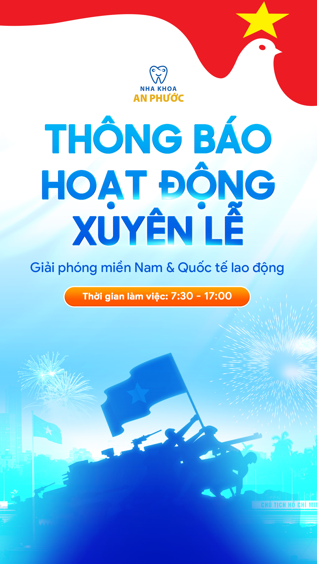 Thông báo Hoạt động xuyên lễ Ngày 30.4 và Ngày 1.5 - 3